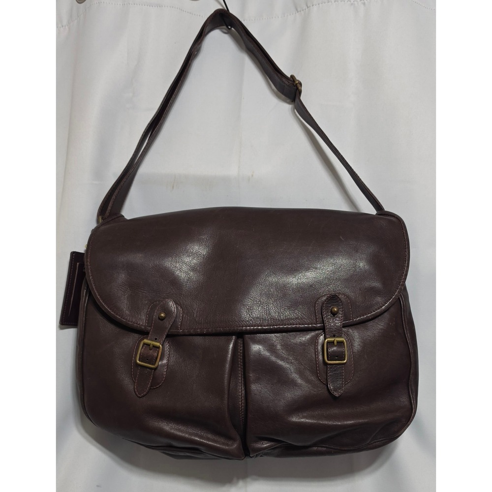 Banana Republic Travel & Safari Leather Messenger Bag Brown Crossbody Colombia